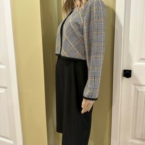 Vintage Leslie Fay Black and White Houndstooth Jacket Dress